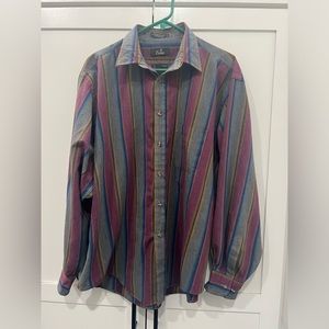 at Ease Men's Vintage Stripped Button Up Shirt XL